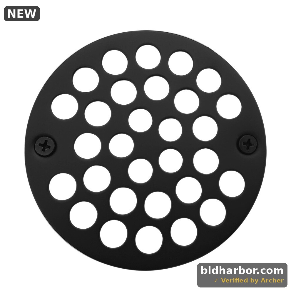 Westbrass A3192-62 4" OD Brass Shower Strainer Grid Drain Cover  Matte Black