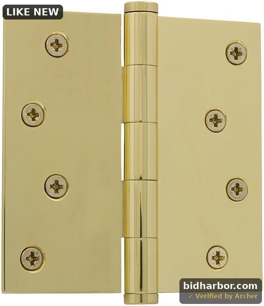 Grandeur Hardware 819988 4" Button Tip Residential Hinge with Square Corners in Polished Brass, 4" x 4"