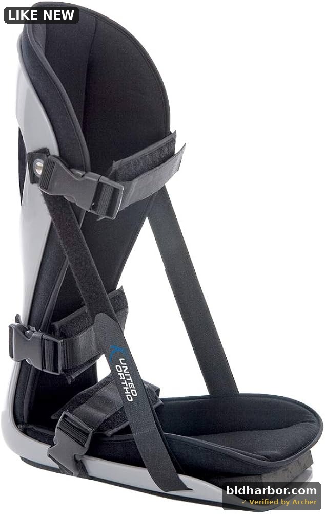 United Ortho Plantar Fasciitis Adjustable Leg Support Brace Fits Right or Left Foot for Soreness Relief, Foot Pain and Stretching, Large, Black