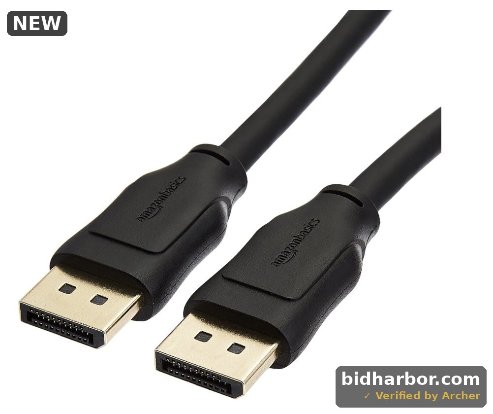 Amazon Basics DisplayPort 1.4 Cable, 32.4Gbps HBR3 High-Speed, 8K@60Hz, 4K@120Hz, Ultra HD, Dynamic HDR and 3D, Gold-Plated Plugs, 3 Foot, Black