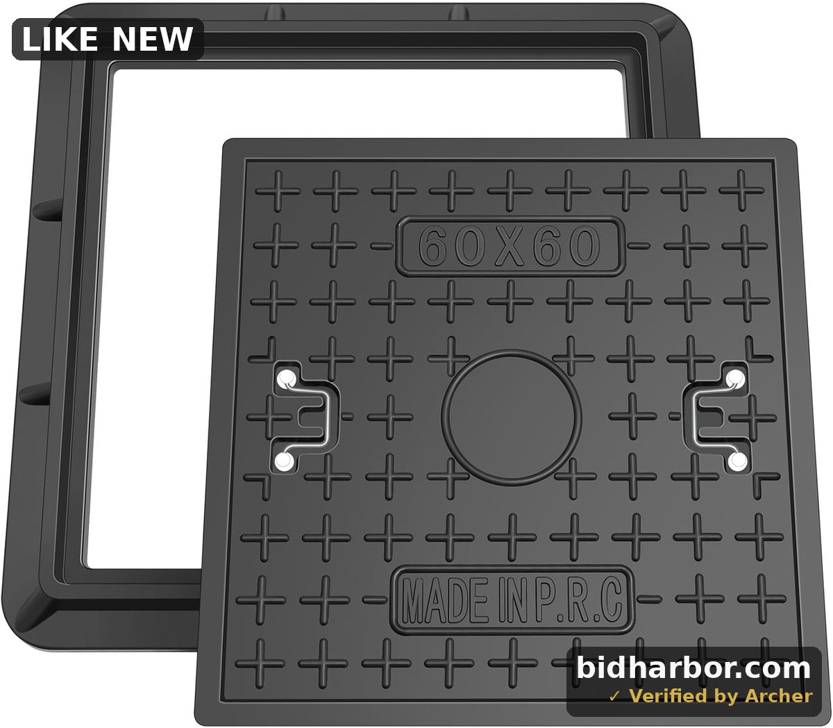 Memorywuu 64 x 64 Inches Frp Solid Square Septic Tank Lid and Base with Handles Manhole Cover Clear Opening for Yard Lawn Garden Pavement, Black — 24 x 24 Inches