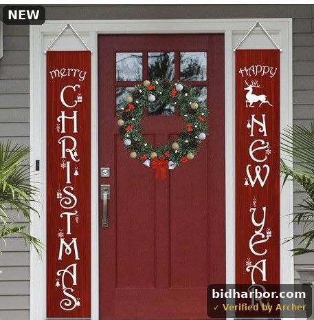 Merry Christmas - Happy New Year Door Banner —🔒 — Stars