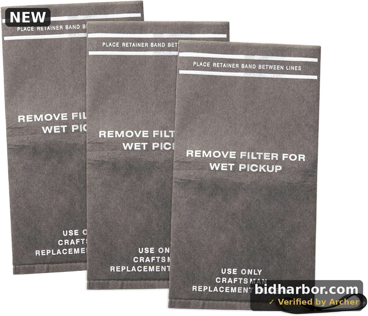 CRAFTSMAN CMXZVBE38737 Wet/Dry Vac Filter Bags for 2 to 2.5 Gallon Shop Vacuums and Powerhead Bucket Vac, 3-Pack