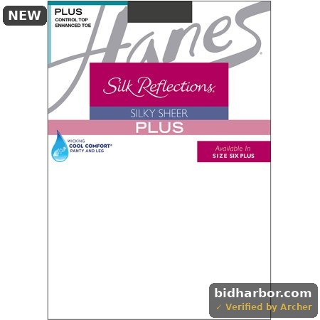 Hanes Silk Reflections Sheer Control Top Pantyhose  Enhanced Toe (Plus Size) Barely Black PPET Women S