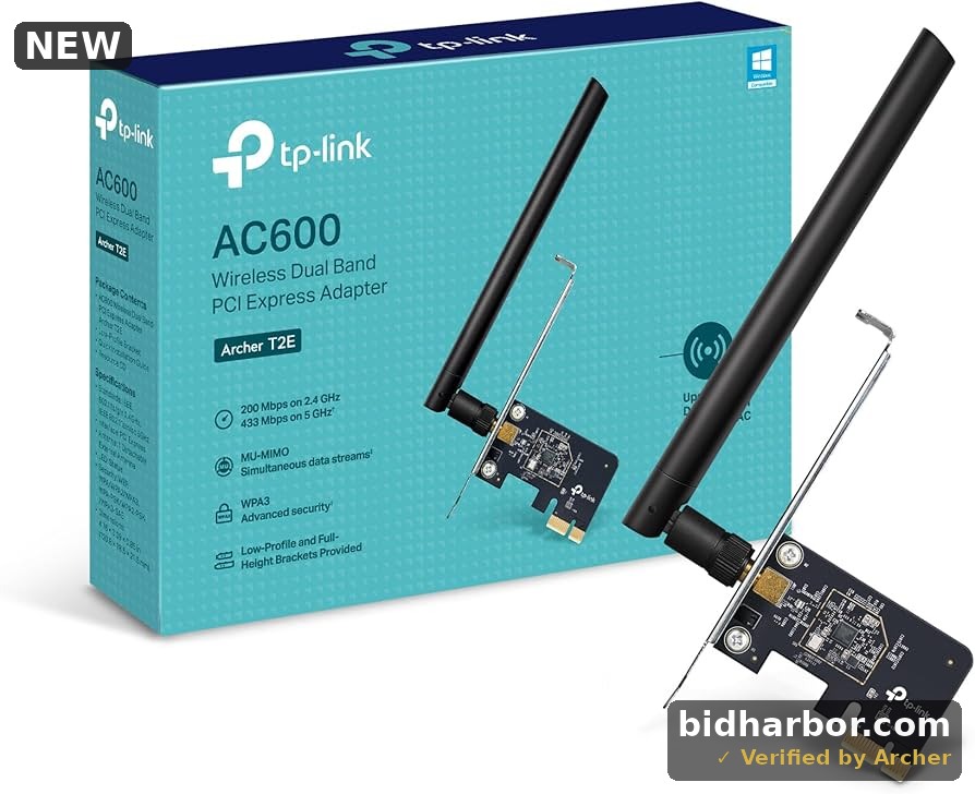 TP-Link PCIe WiFi Card AC600 for Desktop PC, Dual Band Wireless Internal Network Card(Archer T2E) High-Gain Antenna, MU-MIMO, WPA3, Low Profile, Supports Windows 10/11