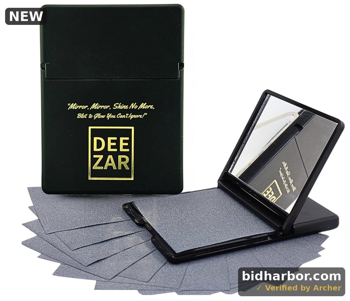 Premium Oil Blotting Sheets for Face with Compact Mirror Case, Bamboo Charcoal – Ultra-Absorbent, Portable, Makeup-Friendly, 50 Thick Sheets for Oily Skin, Men & Women, Ideal for Quick Oil Control