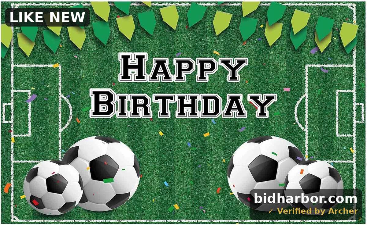 Allenjoy Soccer Theme Happy Birthday Backdrop Sports Football Field Photography Background for Kids Children Boys Newborn Baby Shower Birthday Party Decor Banner Portrait Photo Booth Props