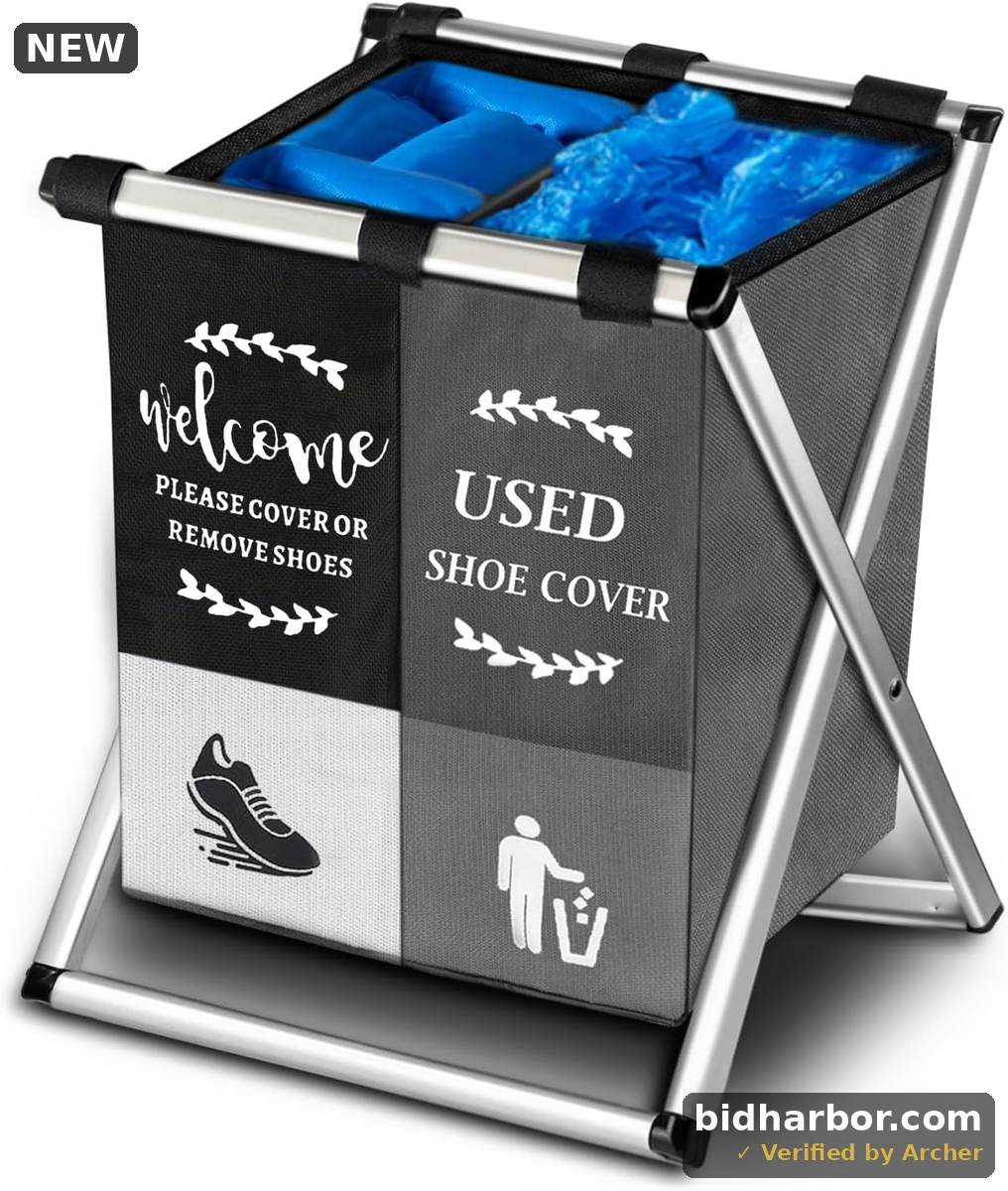 Shoe cover dispenser Foldable Disposable Shoe Cover Box Shoe Organizer Storage Box with Used Shoe Covers and Please Remove Your Shoes Sign for Open House Supplies