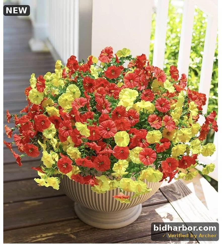 Alupssuc 4PCS Artificial Fall Mums Flowers for Outdoors Decoration,UV Resistant Fake Hanging Plants Faux Silk Morning Glory for Autumn Decor Home Outside Gardens Porch Yard Wall,Orange Yellow Brown