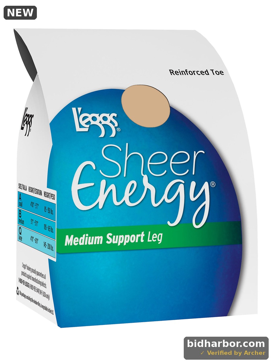 L Eggs Sheer Energy Regular  Reinforced Toe Pantyhose 6-Pack Nude B Women S - Pack of 6