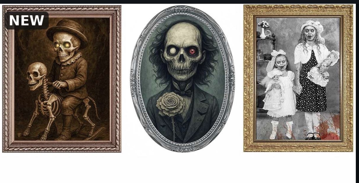 3 pack - Halloween Decorations Indoor Scary Wall Decor, 3Pack 3D Changing Face Moving Picture Frames Portrait, Gothic Horror Poster Castle Haunted House Mansion Decor Decoration Party Supplies
