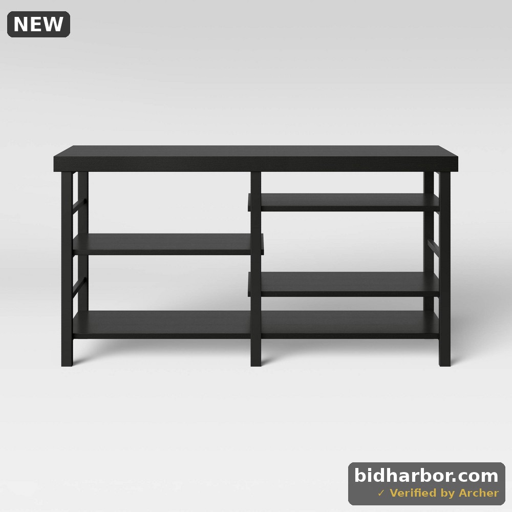 Adjustable Storage TV Stand for TVs up to 50" Black Wood Grain Finish - Room Essentials