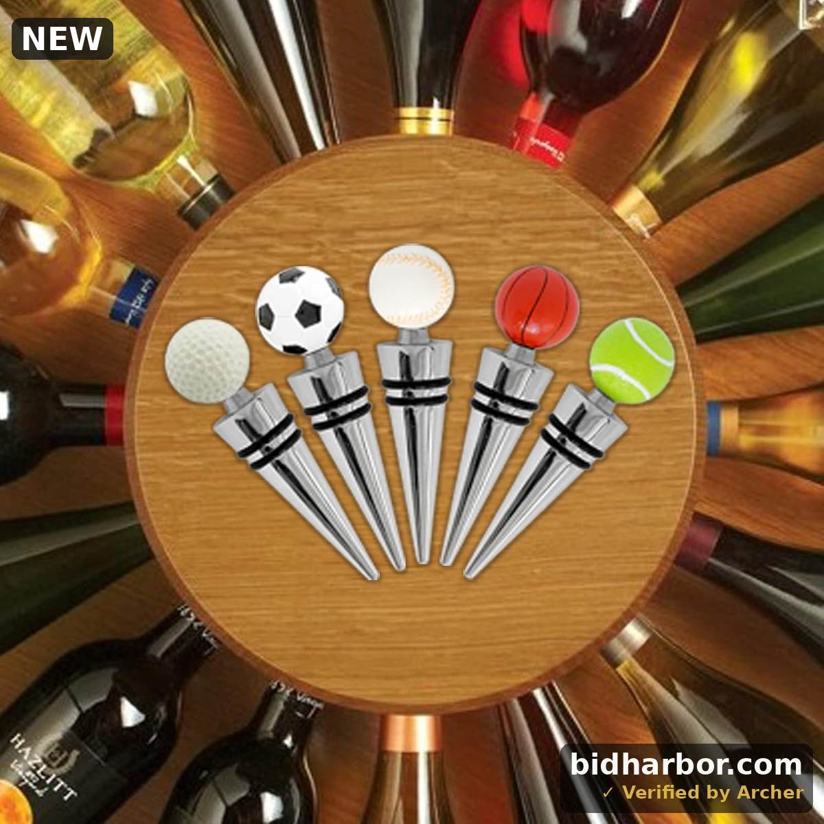 Buna Wine Stopper (Set of 5) Golf Tennis Basketball Soccer Baseball - Wine Gifts for Women - Wine Bottle Stopper - Variety Pack