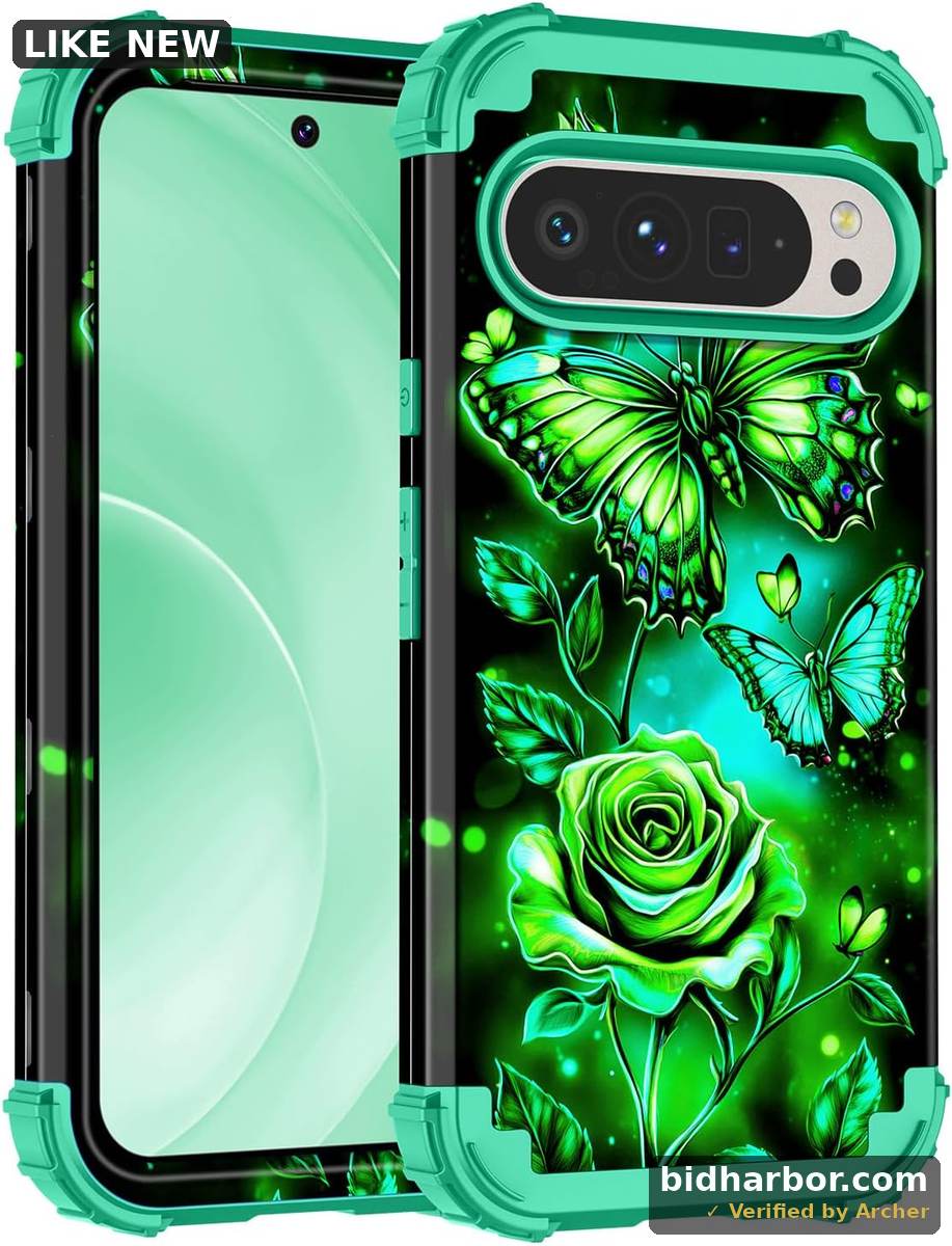 Miqala for Google Pixel 9 Pro XL Case, Glow in The Dark Three Layer Heavy Duty Shockproof Full Body Protection Hard Plastic Bumper+Soft Silicone Case for Google Pixel 9 Pro XL, Green