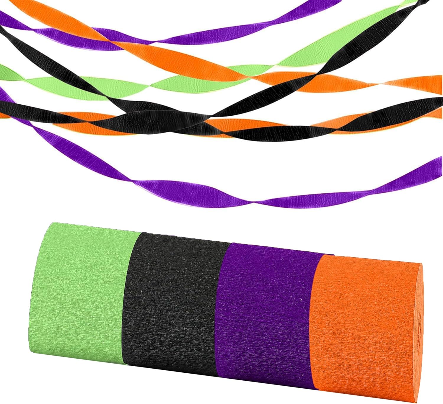 Halloween Decorations - Crepe Paper Streamers | Halloween Party Decorations Outside Indoor Outdoor - Black Orange Green Purple Banner Backdrop Birthday Party Favors Supplies Decor for Wall Door