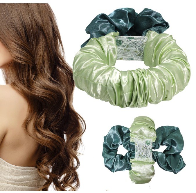 Heatless Hair Curler, Hair Curlers Overnight to Sleep In, Heatless Curling Scrunchie for Women Soft Silk Lazy Rollers Headband for Long Hair Overnight (Green, 1PCS)