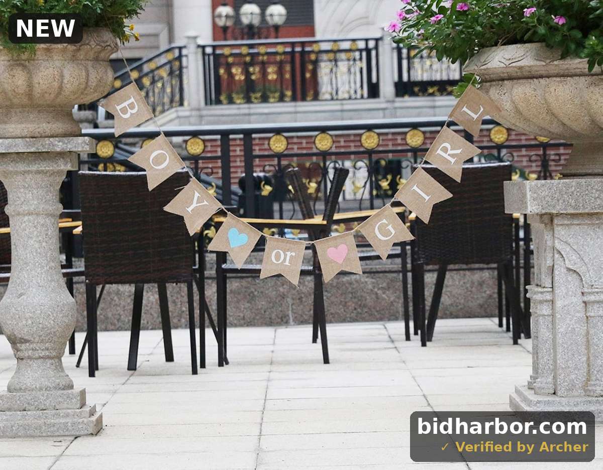 - BOY OR GIRL - Rustic Burlap Banners for Baby Shower or Gender Reveal Party Decorations - Swallowtail Shaped Banners