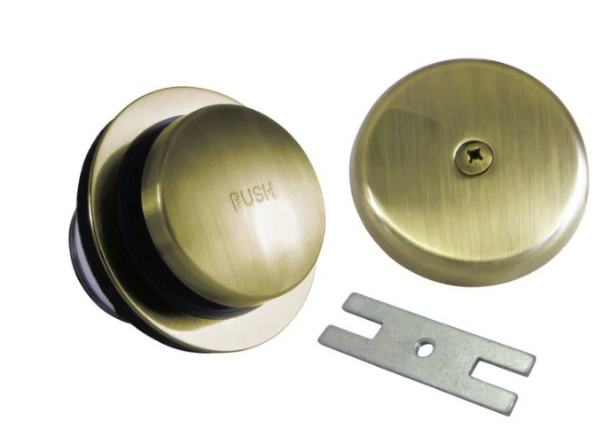 Kingston Brass DTT5302A3 Easy Touch Toe-Tap Tub Drain Kit, Antique Brass