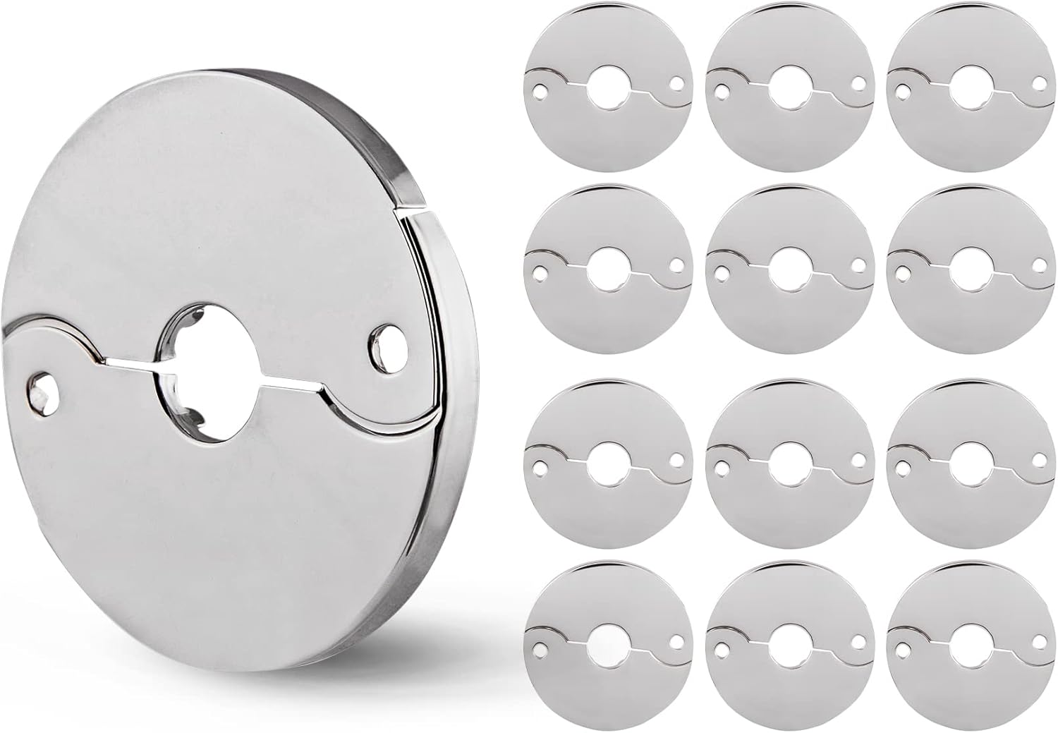 Supply Giant F-24334-12 1/2 in. IPS Floor and Ceiling Split Flange Escutcheon for Steel Pipes, Chrome Plated (Pack of 12)