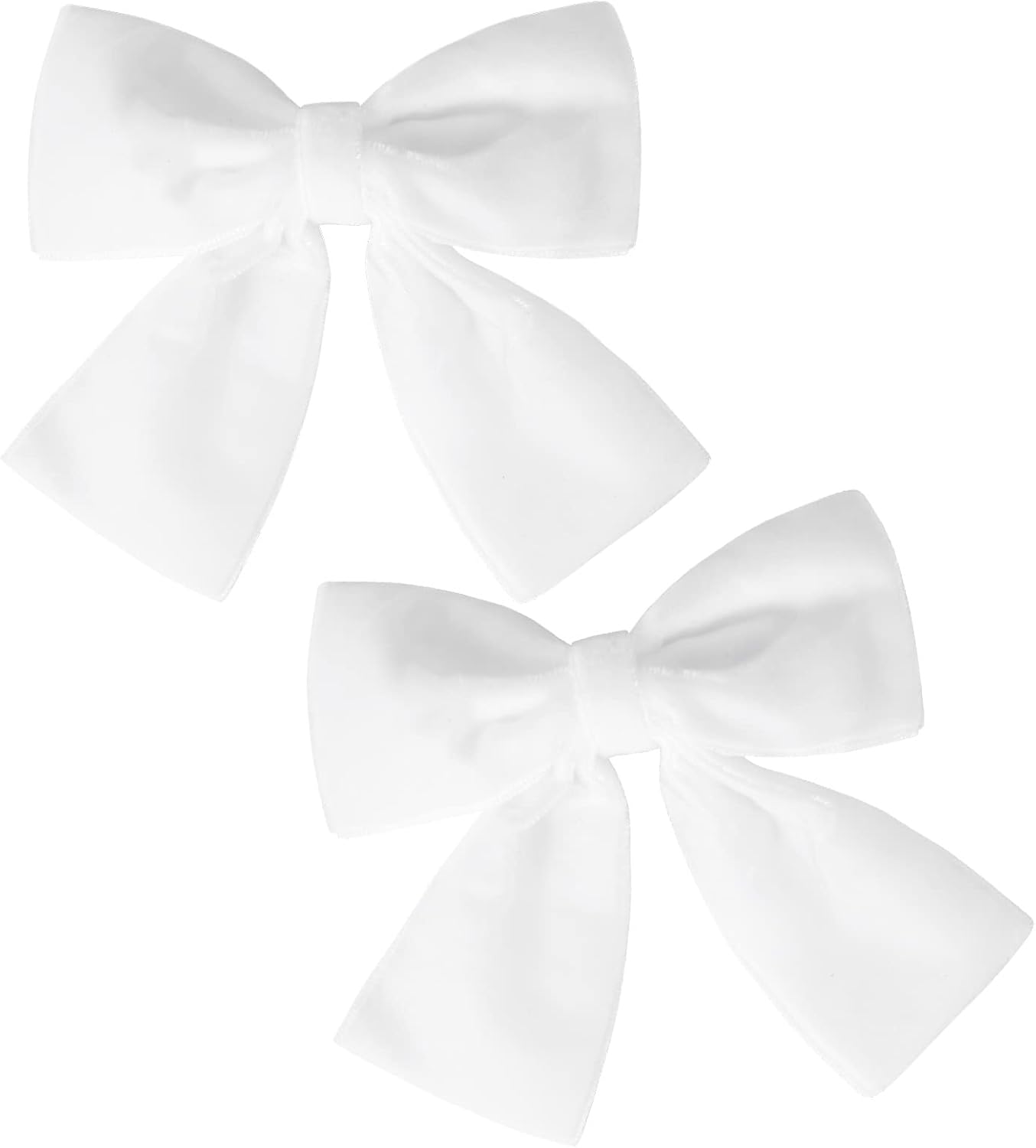 2PCS Velvet Hair Bows White Hair Ribbon Clips 4" Big Fall Alligator Clips Hair Accessories for Women Girls Toddlers Kids Baby