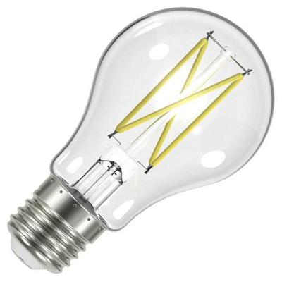 Satco 8W LED A19 Bulb — Clear, 3000K, 90 CRI, 120V, 60W-Equivalent
