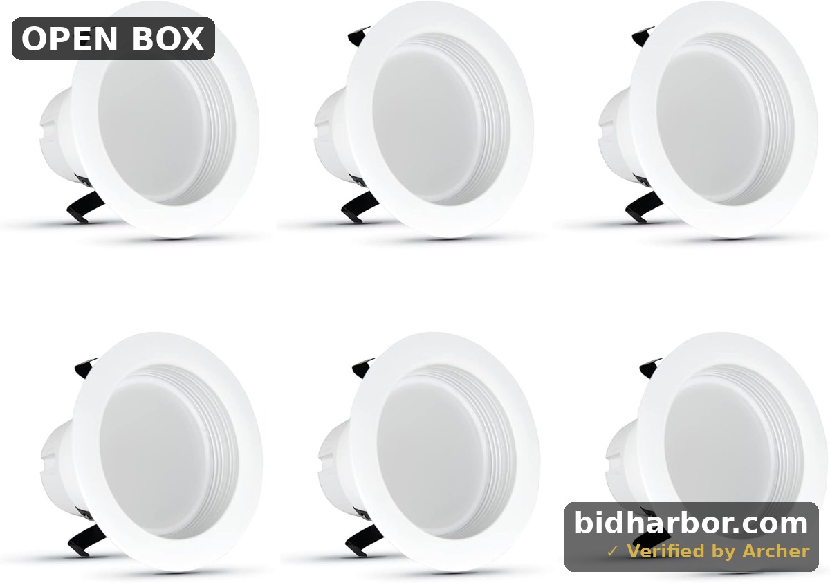 6 Pack - Feit Electric 4 inch LED Recessed Downlight - Baffle Trim - Standard E26 Adapter - 5000K Daylight - Dimmable- 50W Equivalent - 45 Year Life - 540 Lumen, LEDR4B/950CA/MP/6
