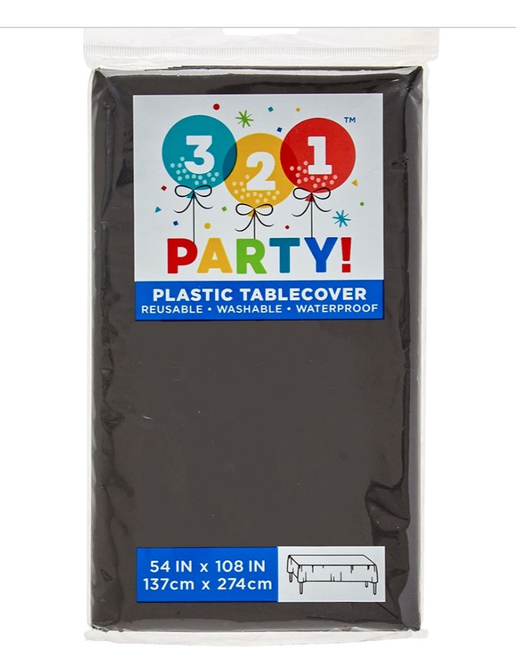 Lot of 1 - 321 Party! Plastic Tablecover 54" X 108" Midnight Black