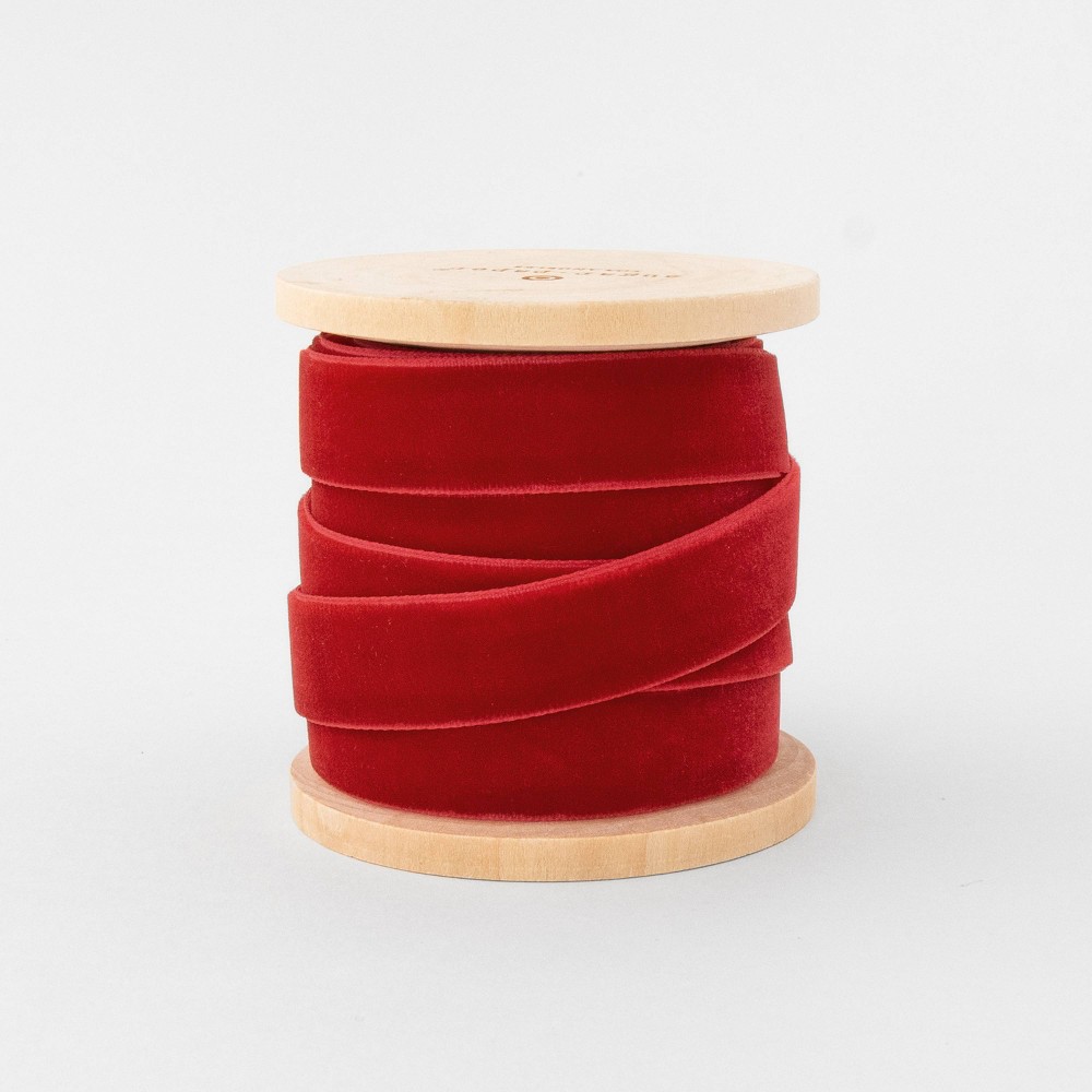 5/8" Velvet Fabric Ribbon 15' Red