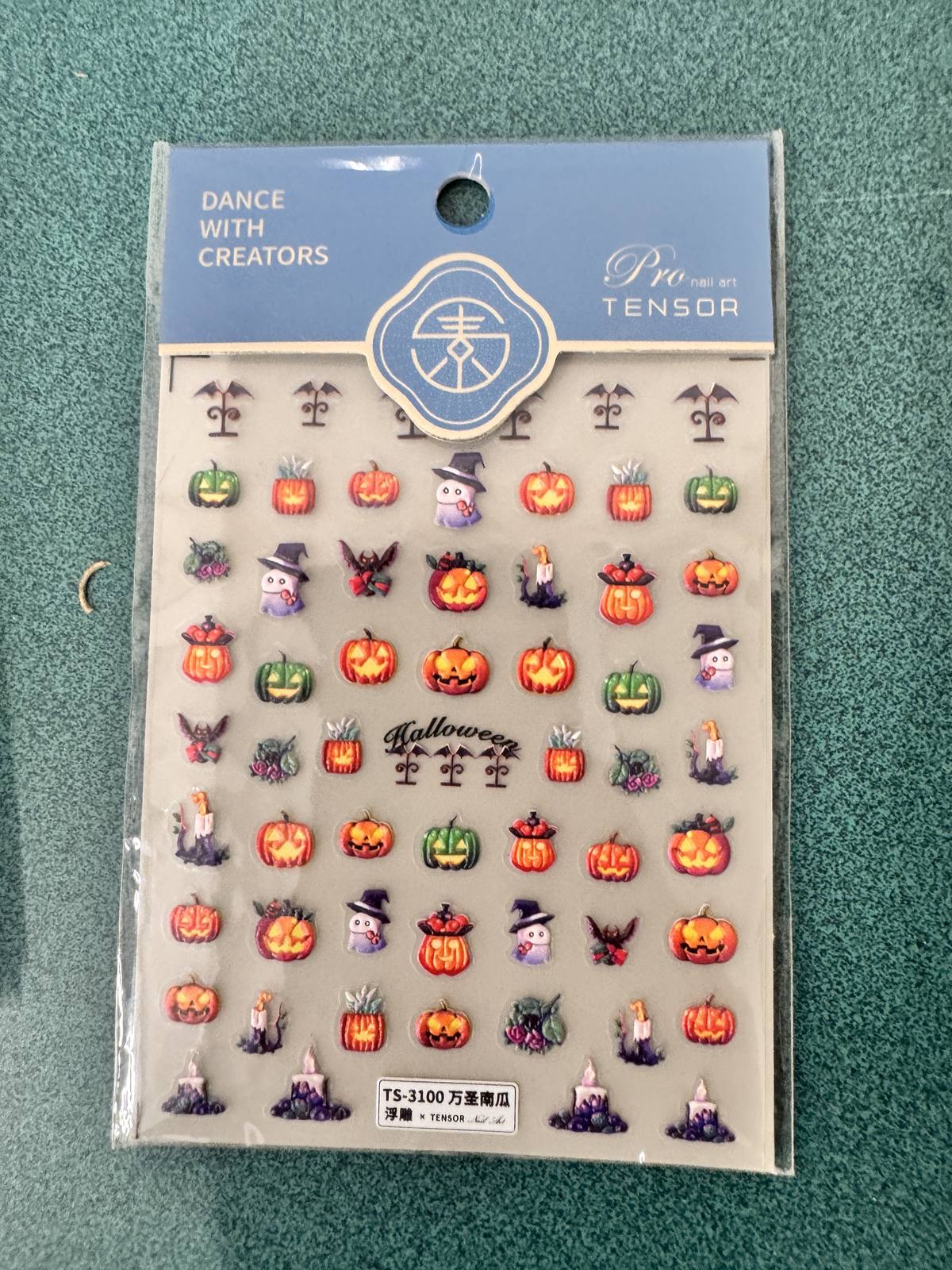 Halloween Nail Stickers, Bat, Pumpkins, Ghosts Nail Art Design 5D Manicure Decal Self-Adhesive Nail Supplies Accessories for Women