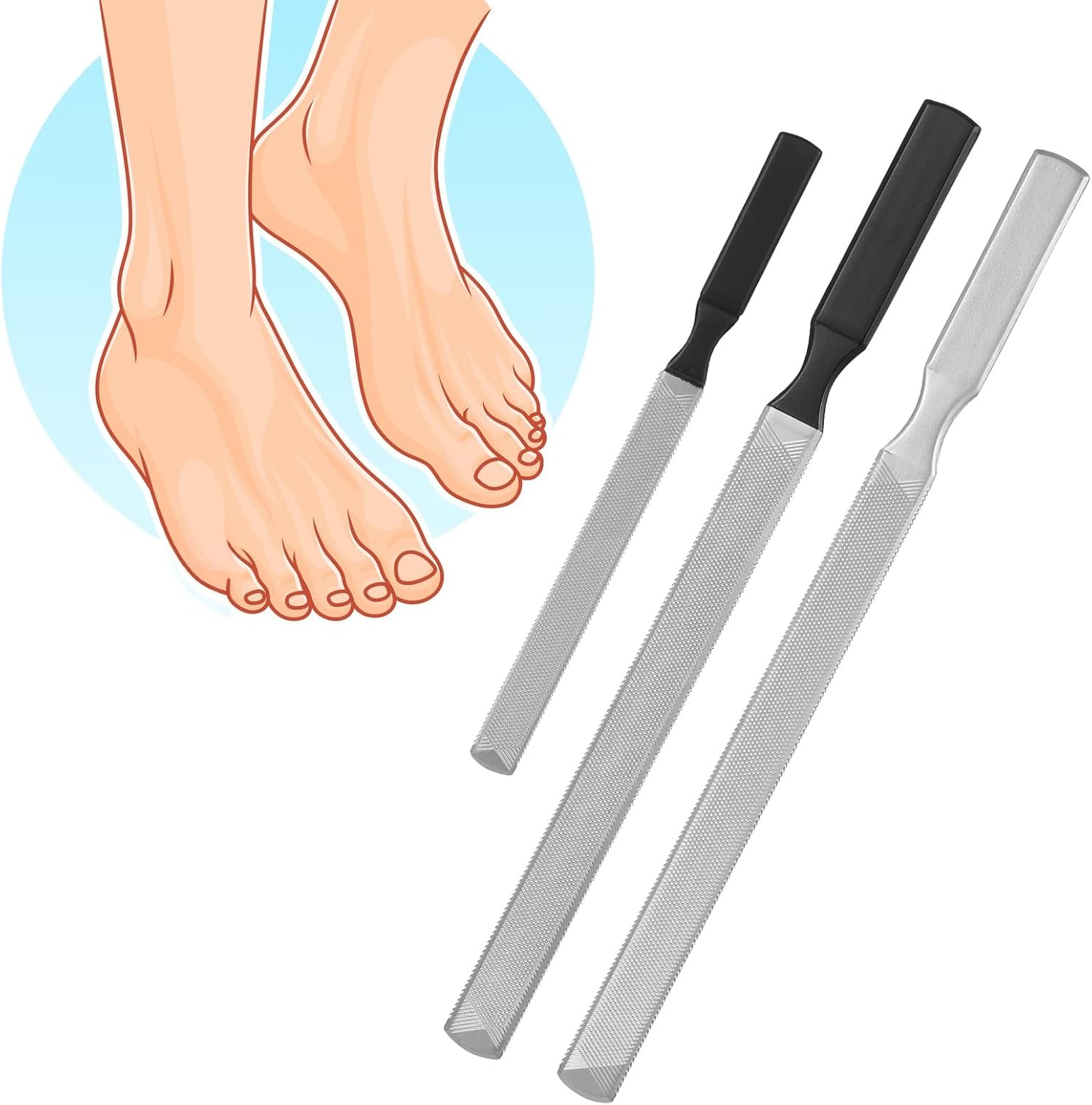 3 Pack Diamond Deb Nail File Double Sided Nail Filer Stainless Steel Metal Manicure Pedicure Toenails Tools Professional Manicure Pedicure Tool Fingernail Toenail File for Salon Home