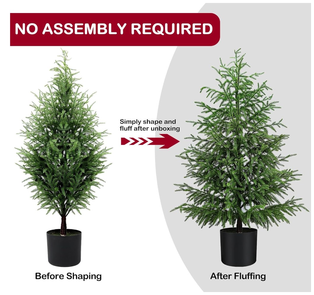 My Texas House 4FT Pre-Lit Cypress Pot Christmas Tree LED Lights NEW