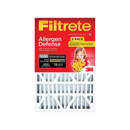 Filtrete 16x25x4 HVAC Furnace Air Filter  MPR 1000 MERV 11  Allergen Defense  2 Pack - Pack of 2