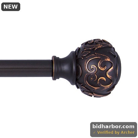 Kenney Fast Fit Carey 5/8" Decorative Window Curtain Rod, Oil Rubbed Bronze