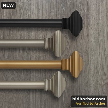 Elrene Home Fashions Florence Single Curtain Rod with Stacked Square Finial  Polished Nickel  86  X 120