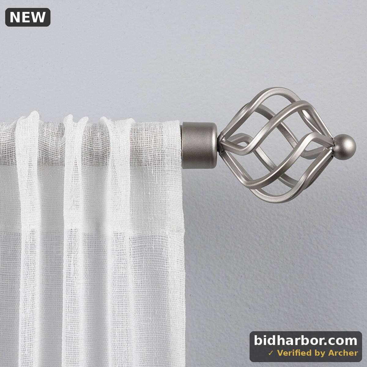 Exclusive Home Torch 1  Curtain Rod and Finial Set  Matte Silver  Adjustable 36 -72