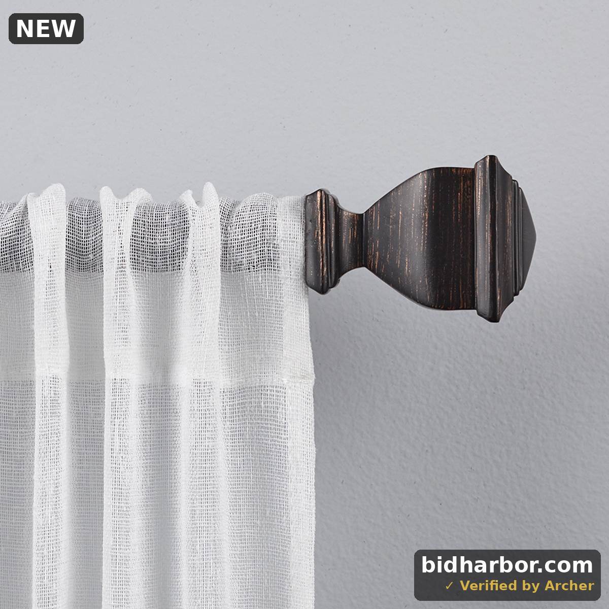EXCLUSIVE HOME Napoleon 1  Curtain Rod and Coordinating Finial Set  Matte Bronze  Adjustable 36 -72