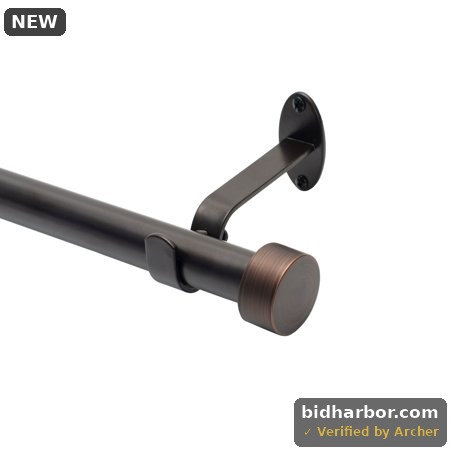 Serena 48 in.- 86 in. Adjustable 1 in. Window Drapery Single Curtain Rod in Antique Bronze with Cap Finial