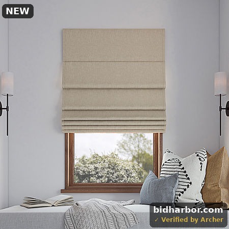 Sun Zero Pryer 1-Piece Textured 100% Blackout Cordless Roman Shade  39 X64   Stone