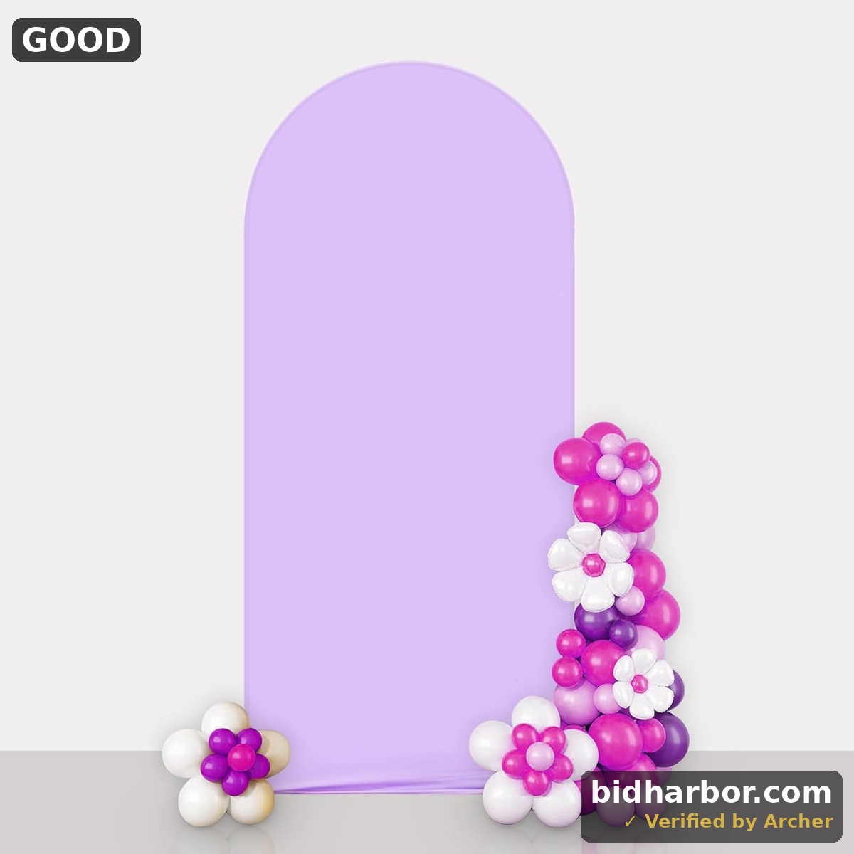 AIBIIN 2.6x6ft Purple Arch Wall Backdrop Violet Round Top Backdrop Cover Solid Color Round Top Arch Frame Cover 2-Sided Fit Backdrop Stand Wedding Bridal Shower Bride to Be Engagement Birthday Decor