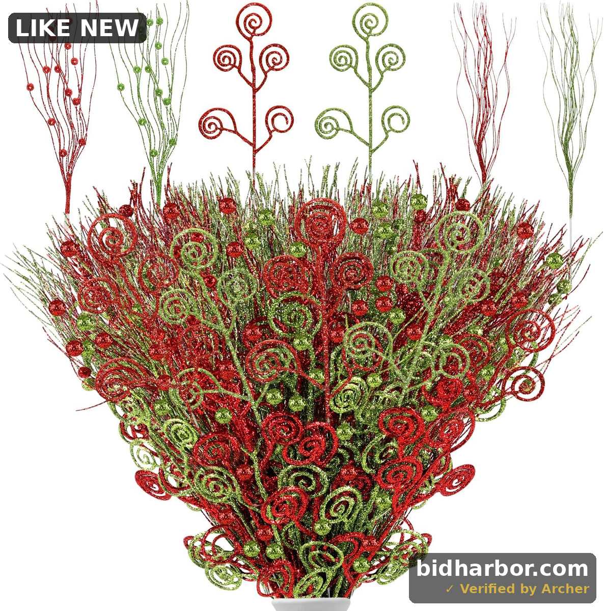 48 Pcs Red and Green Christmas Tree Decorations Ornaments Christmas Tree Filler Branches Christmas Picks Sticks for Tree