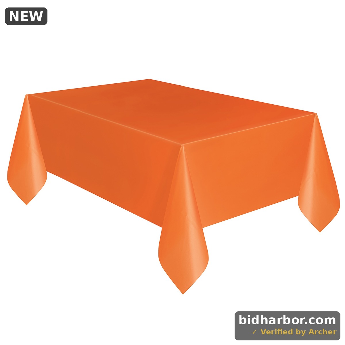 Unique Industries Plastic Party Tablecloth — Tangerine Orange, 108×54"