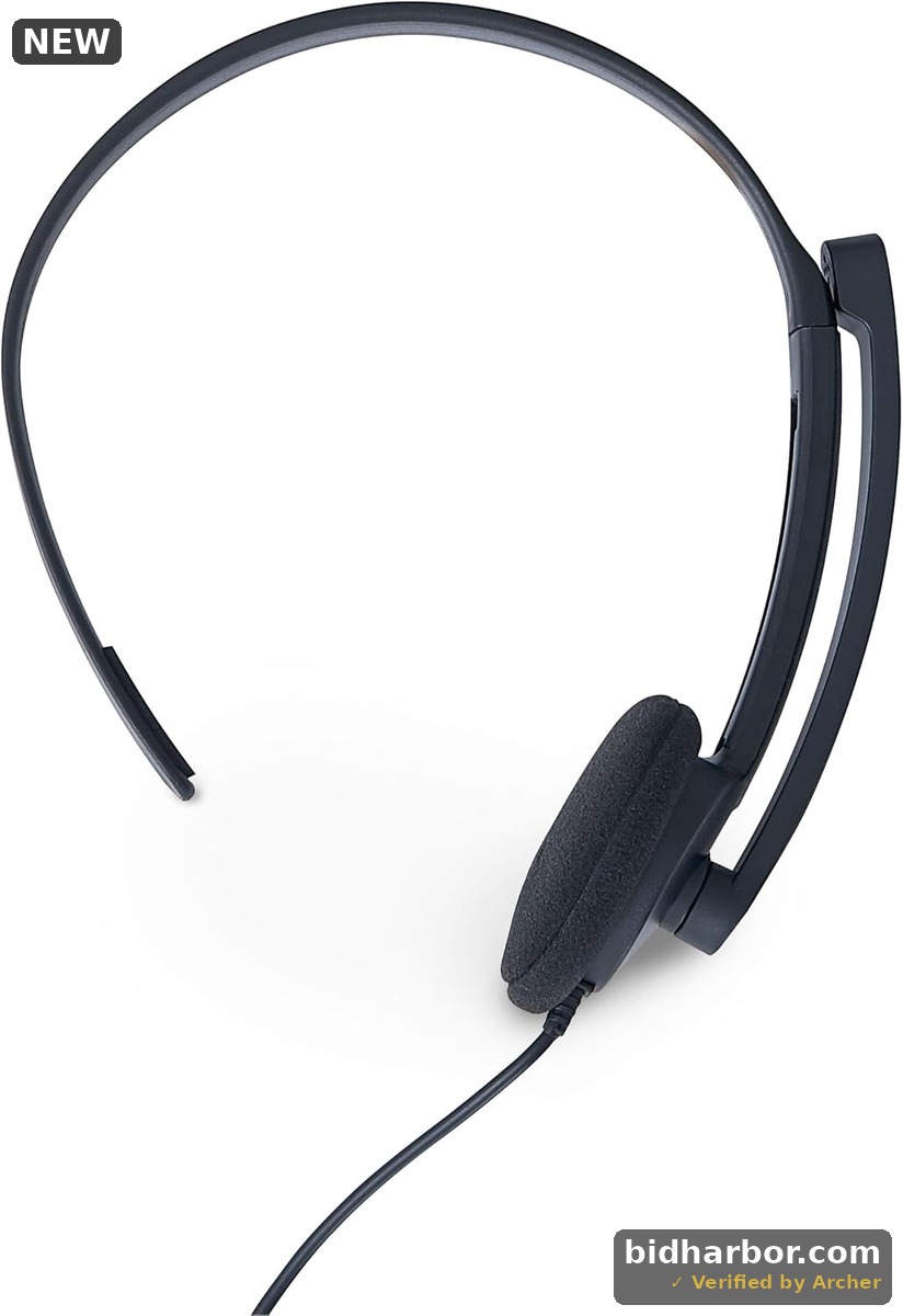 Verbatim Mono Headset with Microphone — 3.5mm, In-Line Remote, Black