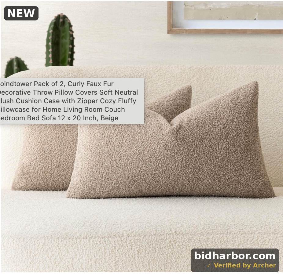 Foindtower Pack of 2, Curly Faux Fur Decorative Throw Pillow Covers Soft Plush Cushion Case with Zipper Cozy Fluffy Boho Pillowcase for Home Living Room Couch Bedroom Bed Sofa 12 x 20 Inch, Blue