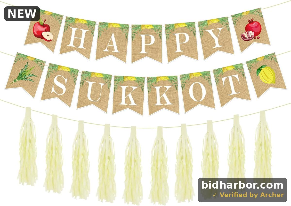 Sukkot Party Decorations — Sukkah Banner & Fringe Curtains, 3-Pc