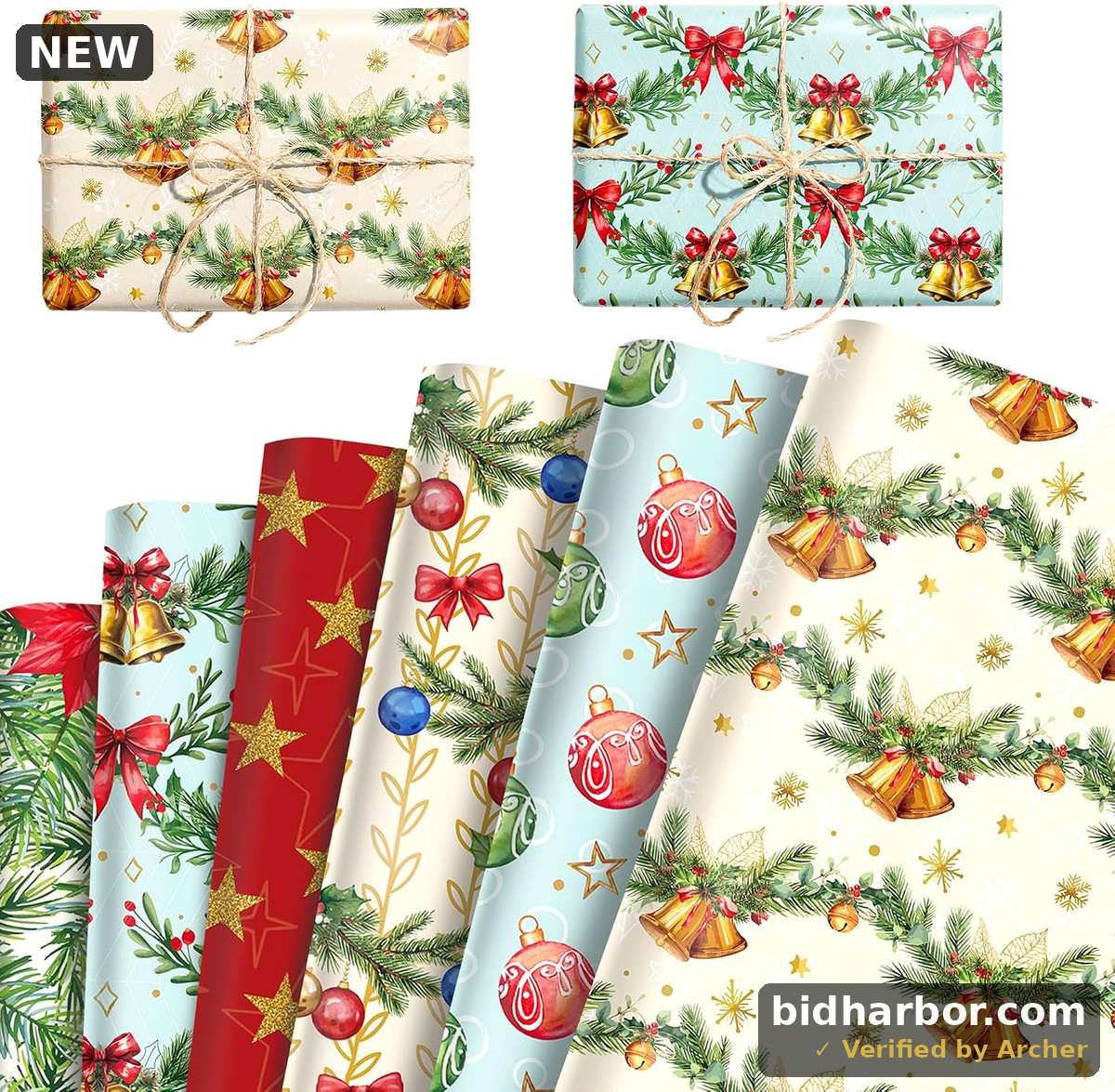 BACH AND BOOZY 12 Sheet Christmas Wrapping Paper Gift Wrap Paper for Birthday Wedding Baby Shower DIY Crafts Gift Packing