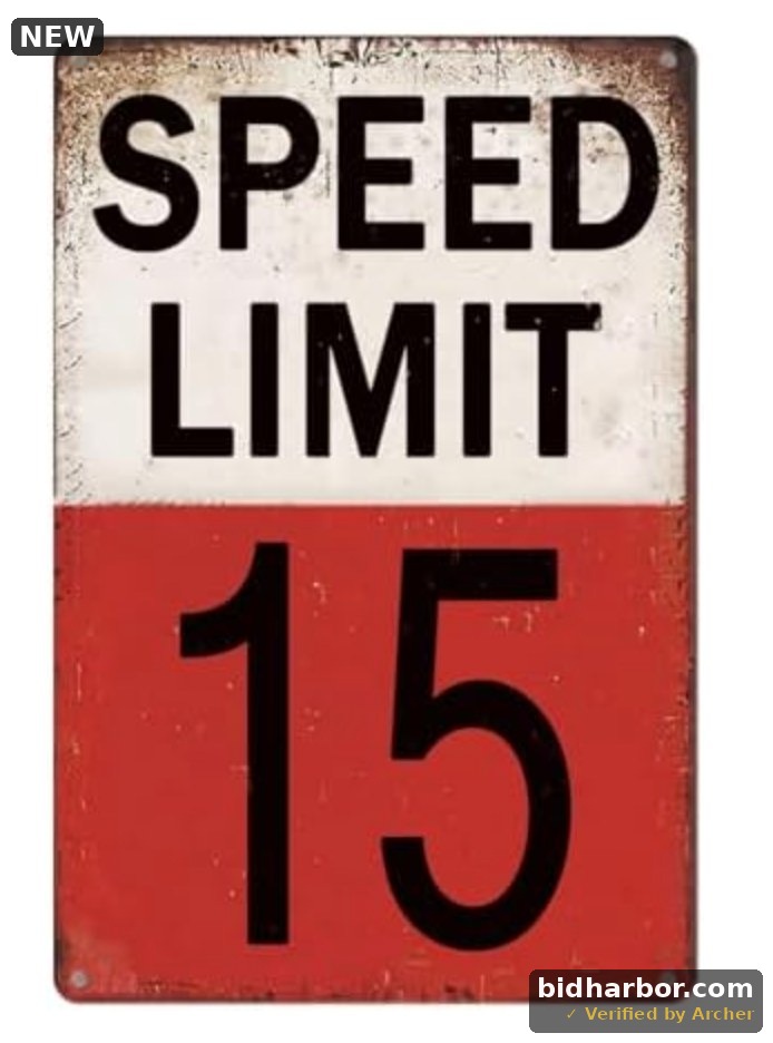 Speed Limit 15 Mph Sign Vintage Tin Metal Sign Speed Limit Street Road Signs Warning Traffic Road Street Decor For Bedroom Retro Man Cave Decor For Neighbour Driveway Yard Or School Garage Wall Decor