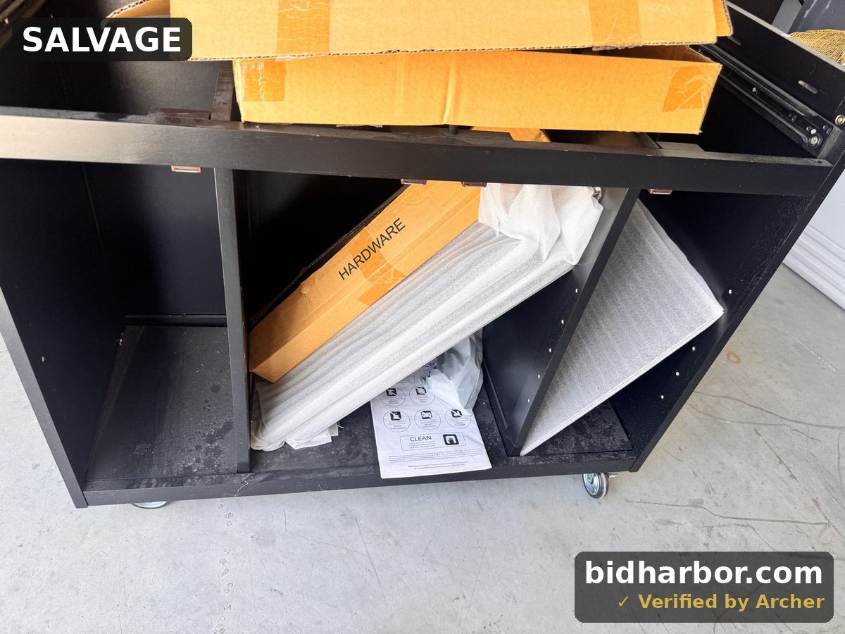 Unfinished Black Kitchen Cart Island on Wheels Missing Top Parts Included