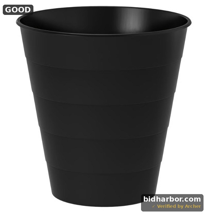 3 Gallon Black Plastic Trash Can / Wastebasket