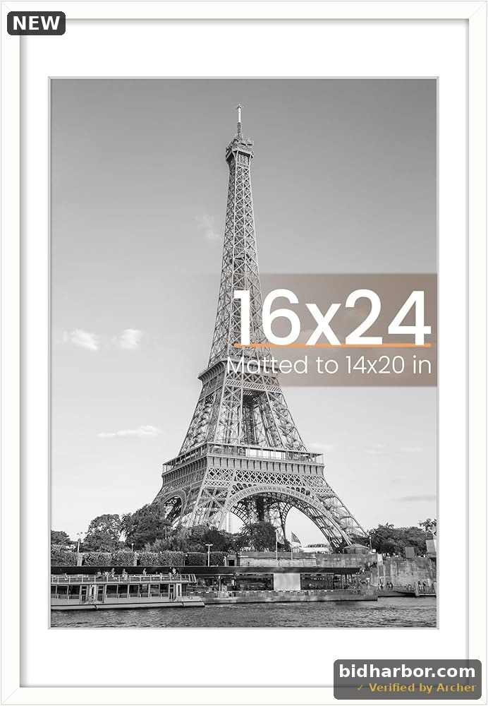 upsimples 16x24 Picture Frame, Display Pictures 14x20 with Mat or 16 x 24 Without, Wall Hanging Poster Frames, Black, 1 Pack