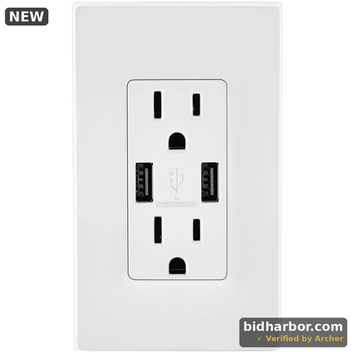 15 Amp Decora Combination Tamper Resistant Duplex Outlet and USB Outlet, White T5632-W